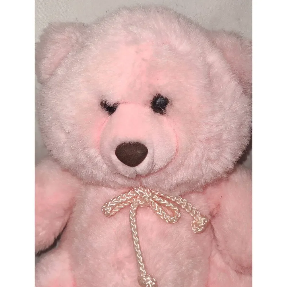 Vintage Scarborough Collection Pink TEDDY BEAR Plush JC Penney Cord Rope Rattle